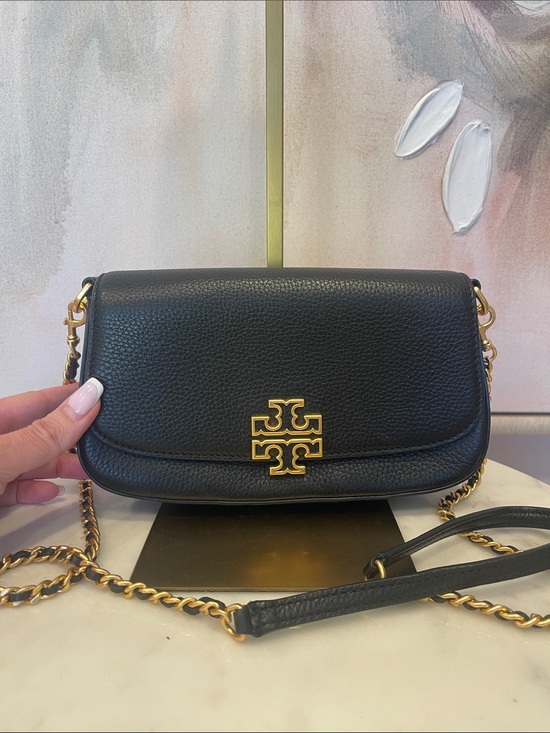 Tory Burch Handbags - Tory Burch Black Britten Pebbled Leather Crossbody with Gold Hardware